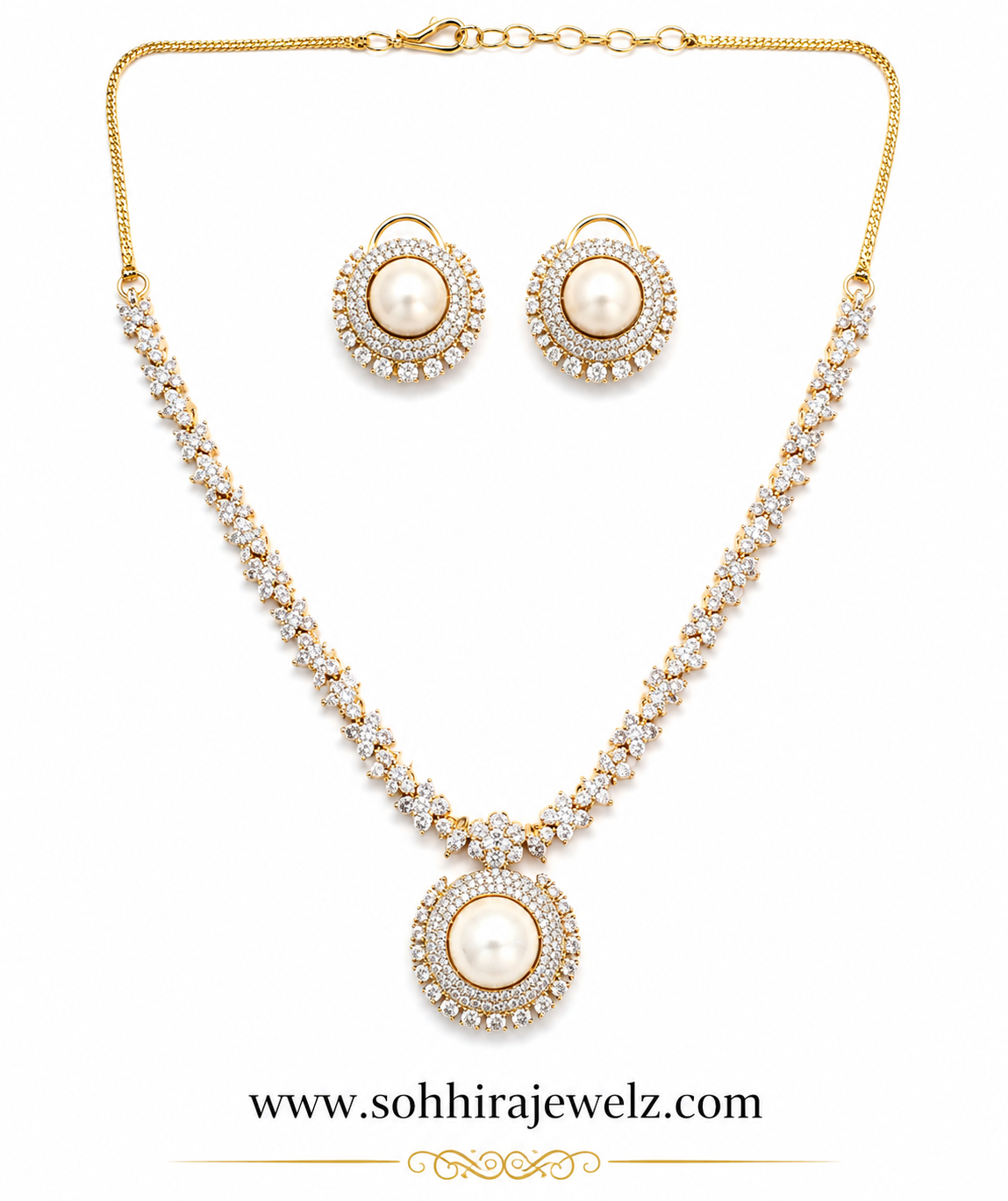 Luna Pearl Diamond Necklace Set