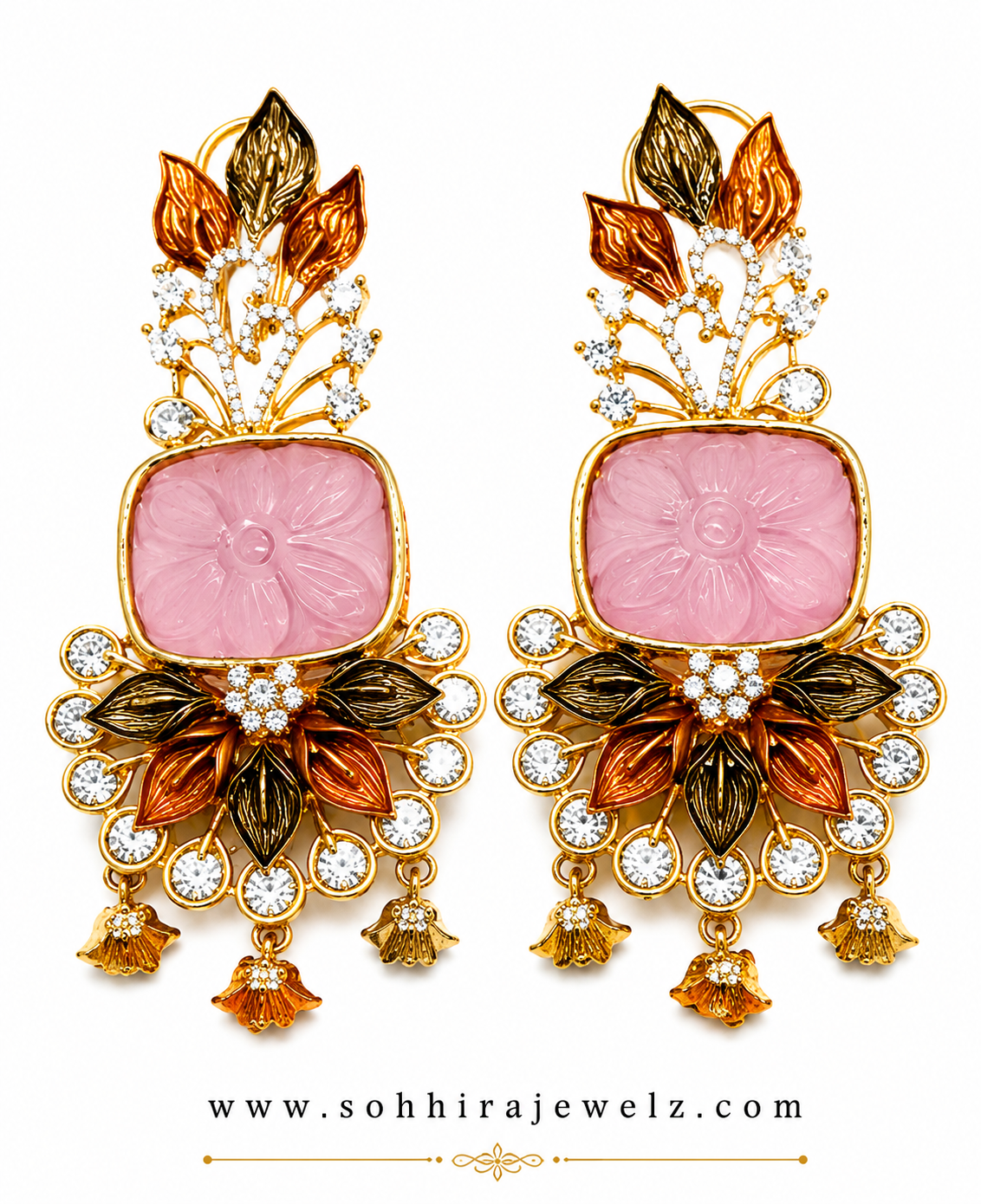 Blossom Carved Stone Chandelier Earrings