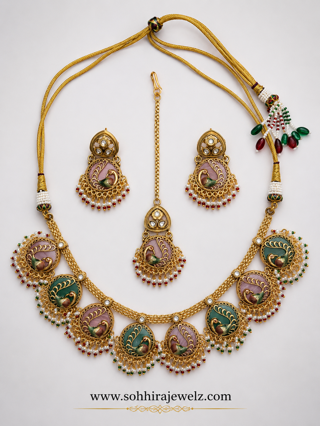 Peacock Garden Meenakari Necklace