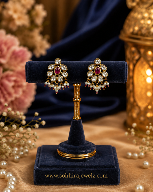 Ruby Kundan Stud Earrings