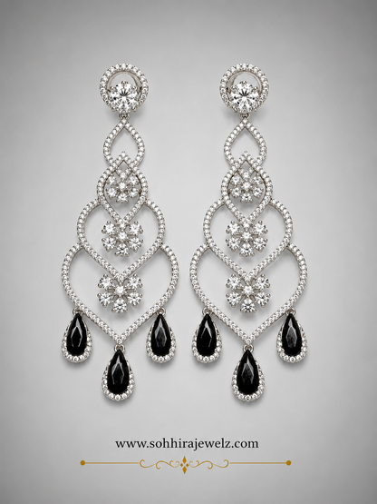 Midnight Noir Diamond Chandelier Earrings product closeup on white background