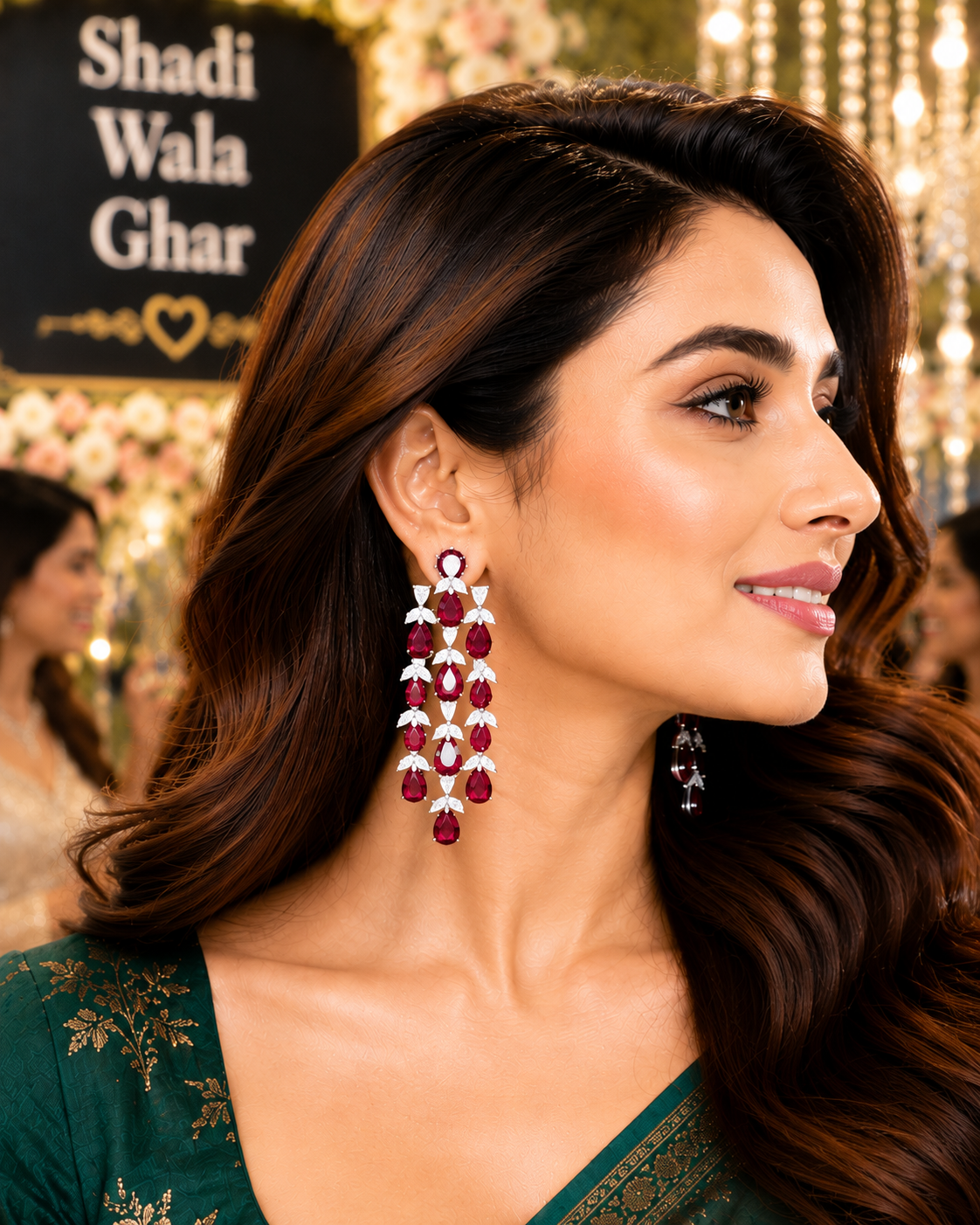 Ruby Crystal Chandelier Drop Earrings