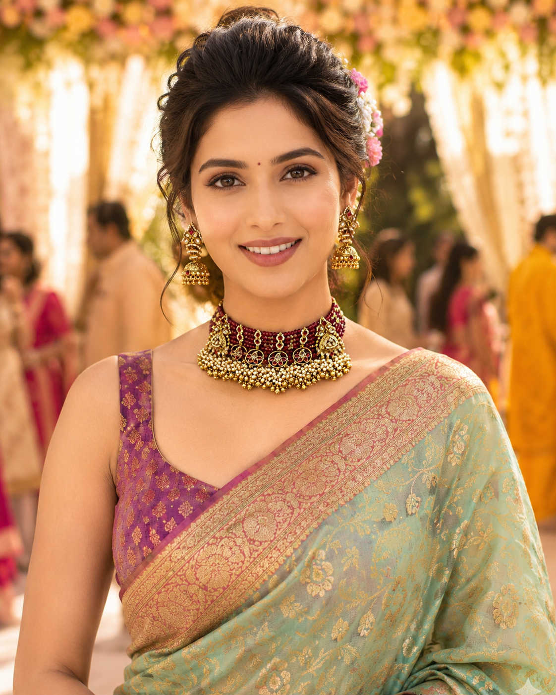 Ruby Red Kundan Choker Set