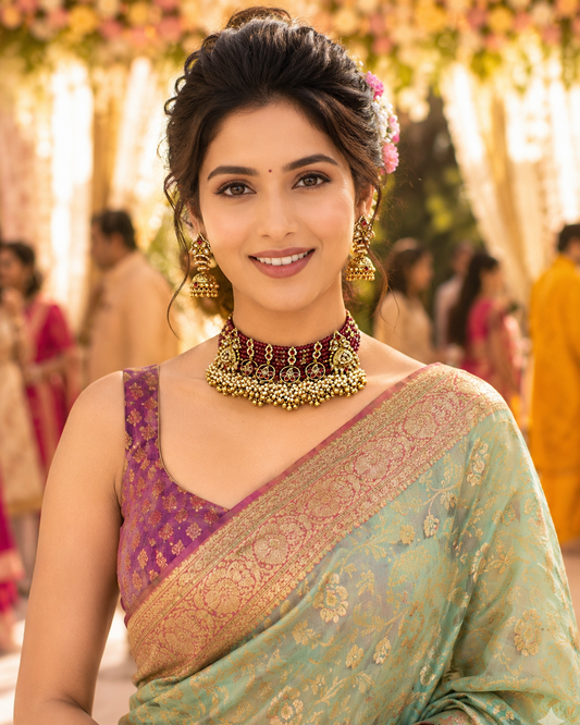 Ruby Red Kundan Choker Set