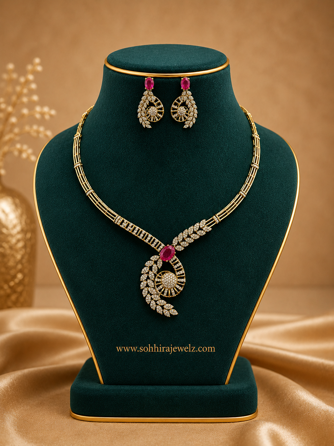 Ruby Swirl Diamond Necklace