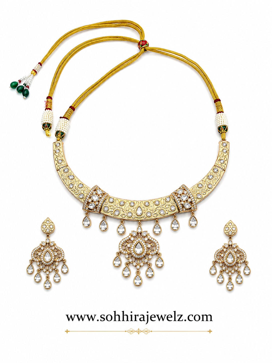 Yellow Polki Meenakari Necklace (HASLI)