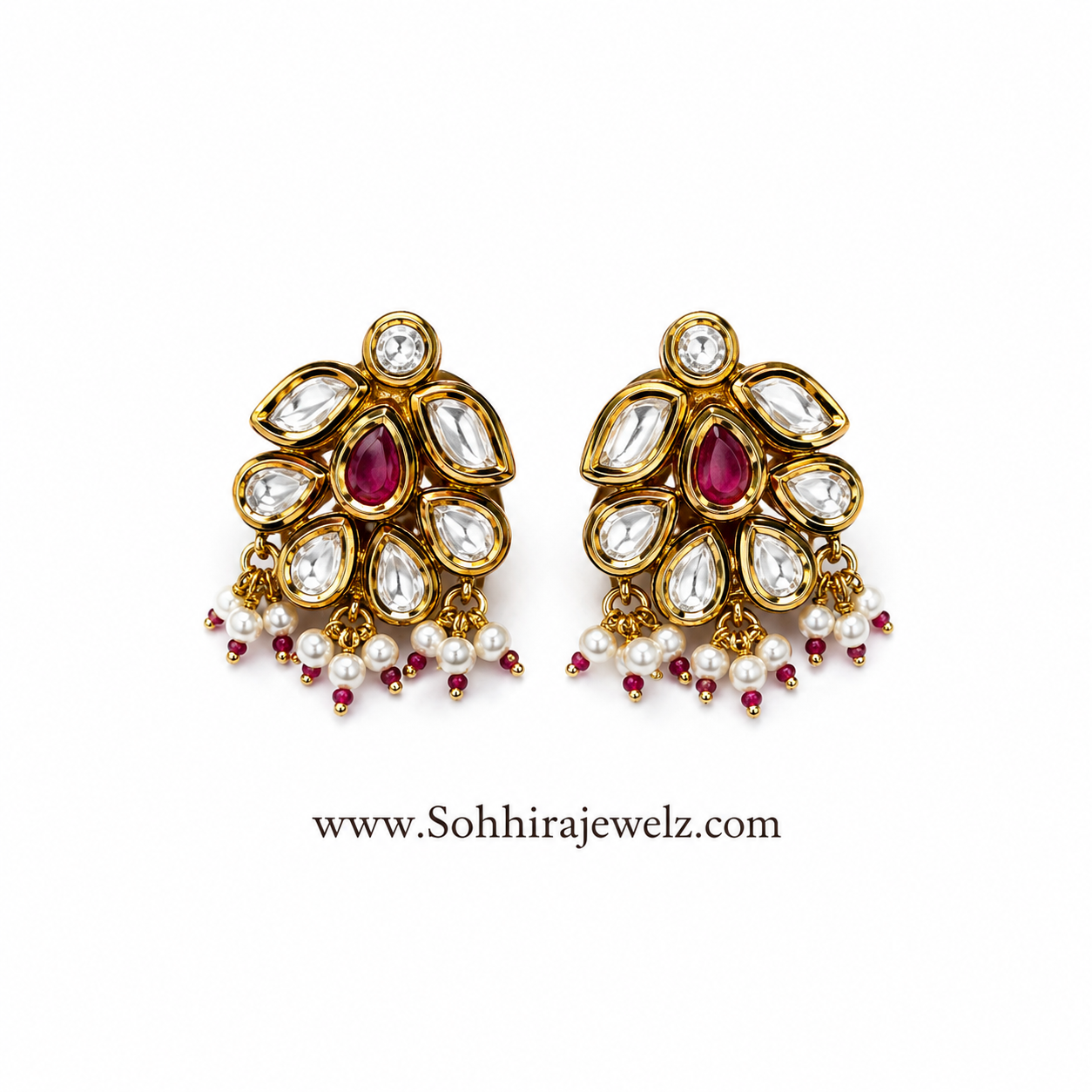 Ruby Kundan Stud Earrings
