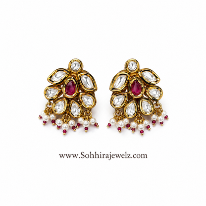 Ruby Kundan Stud Earrings