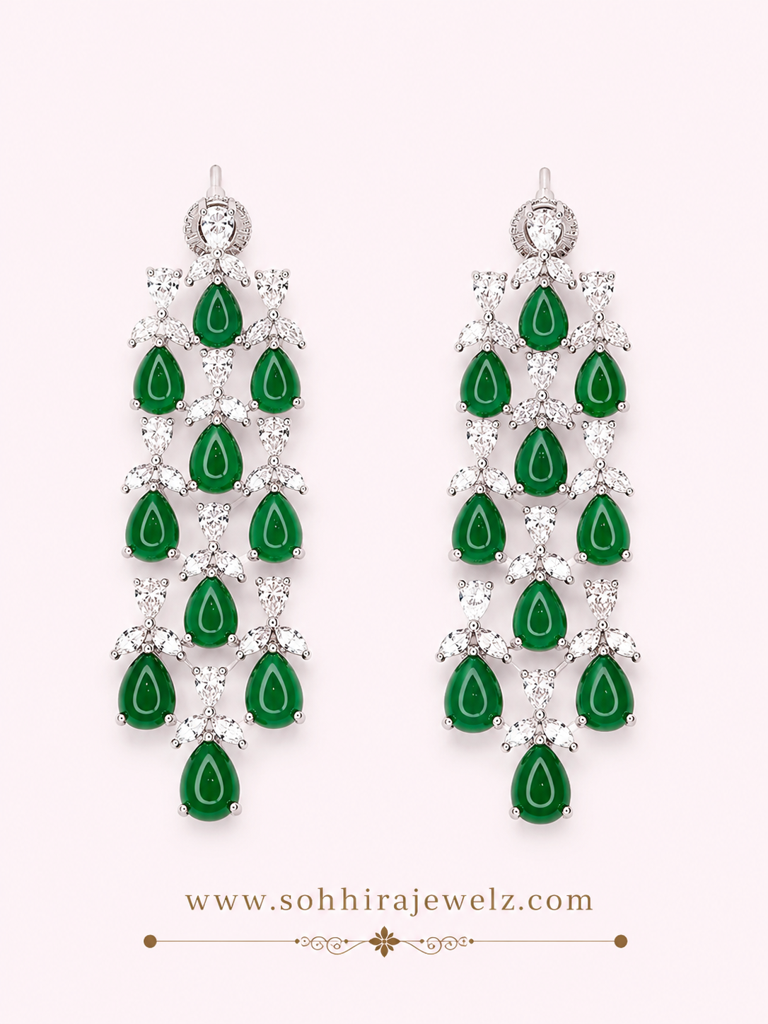 Emerald Crystal Chandelier Drop Earrings