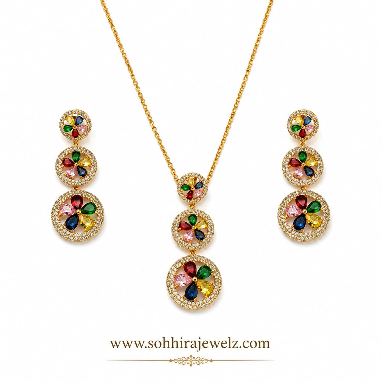Bloom Orbit Multicolour Pendant Set