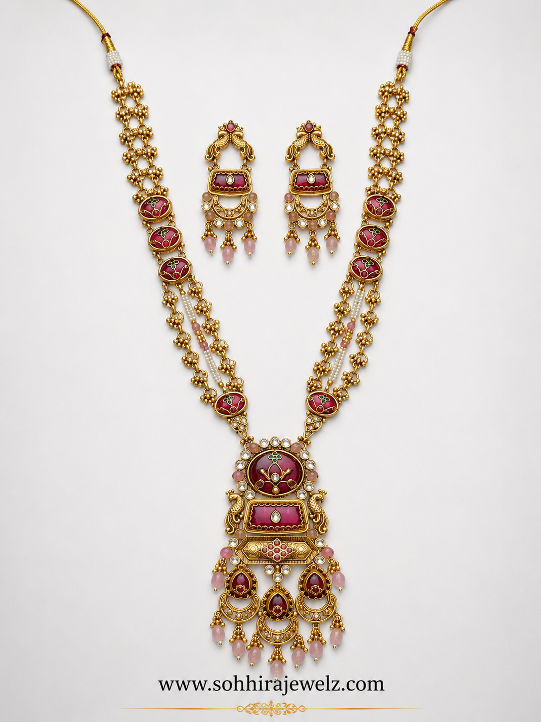 Rose Meenakari Long Heritage Necklace