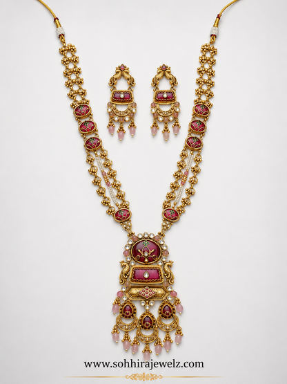 Rose Meenakari Long Heritage Necklace