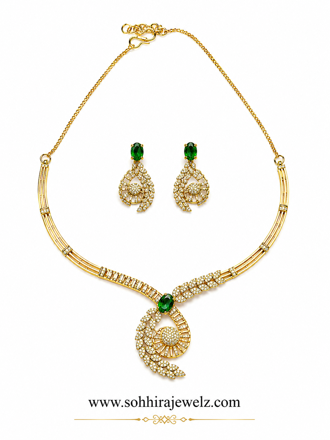 Emerald Swirl Diamond Necklace