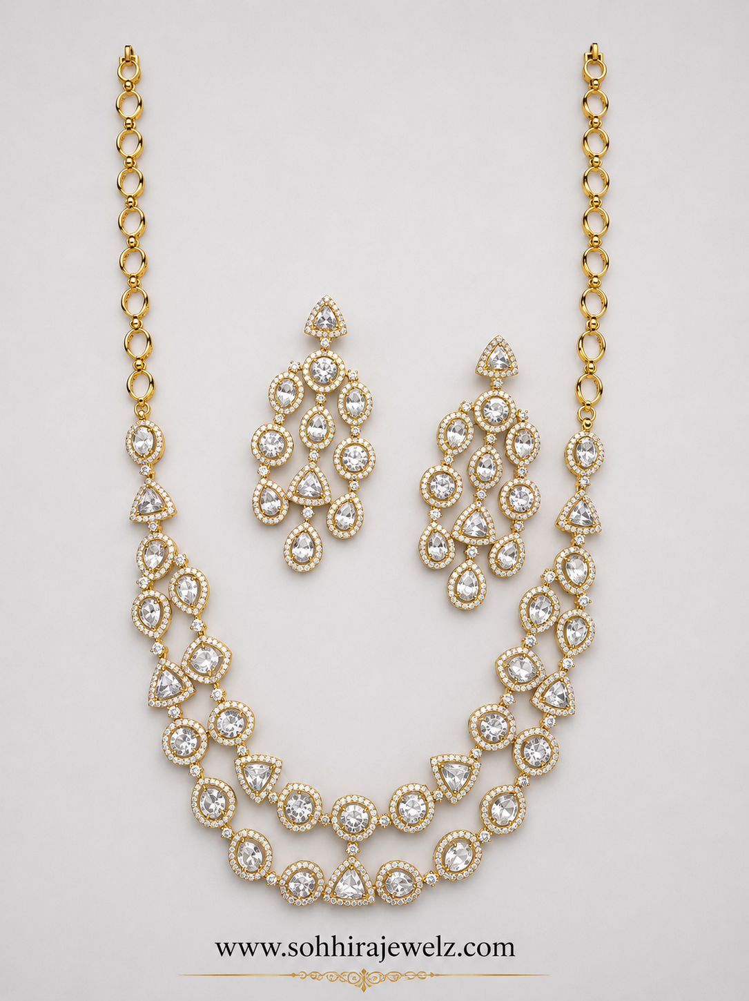 Crystal Cascade Diamond Necklace Set
