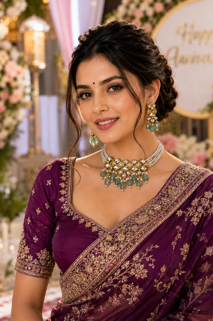 Emerald Mist Kundan Choker Set