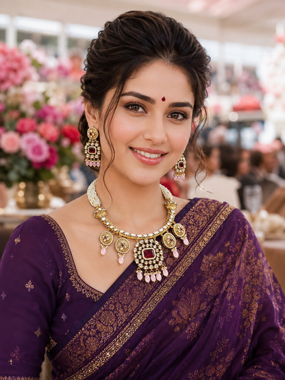 Ruby Polki Kundan Necklace Set