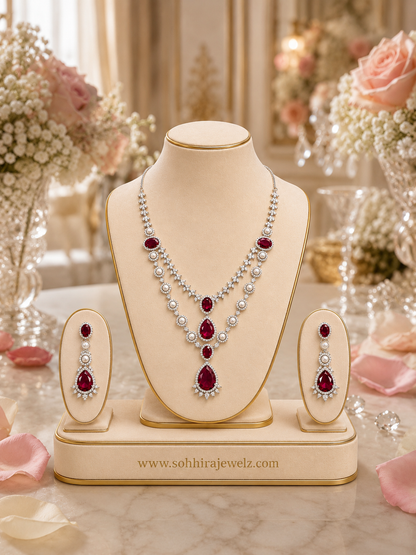 Crimson Royale Ruby & Pearl Diamond Necklace