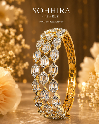 Diamond Gold Honeycomb Bracelet