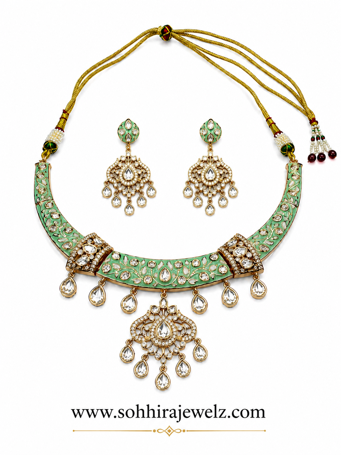 Mint Meenakari Polki Necklace (HASLI)