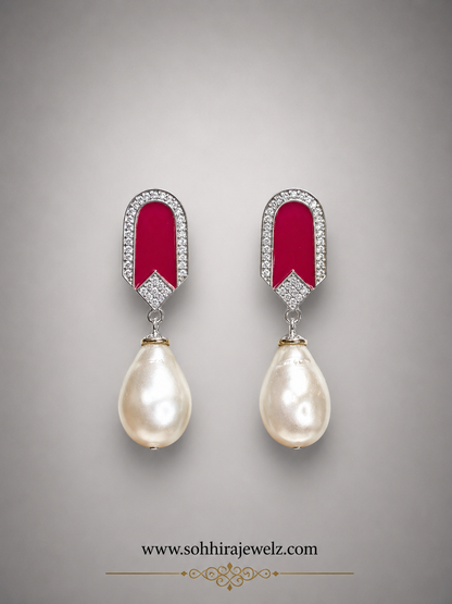 Ruby Pearl Drop Earrings