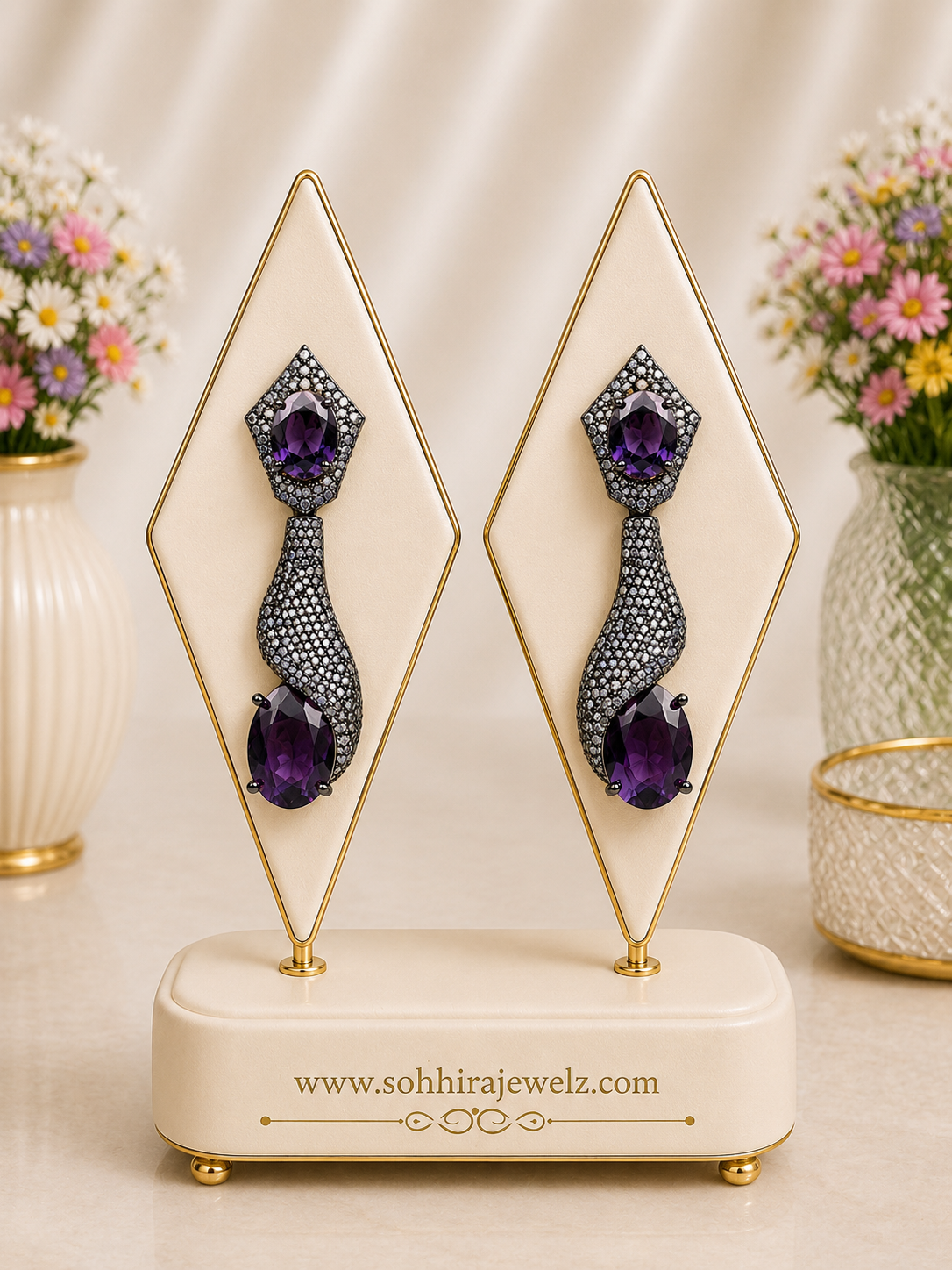 Amethyst Noir Drop Earrings