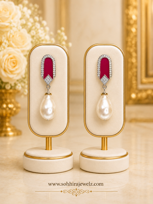 Ruby Pearl Drop Earrings