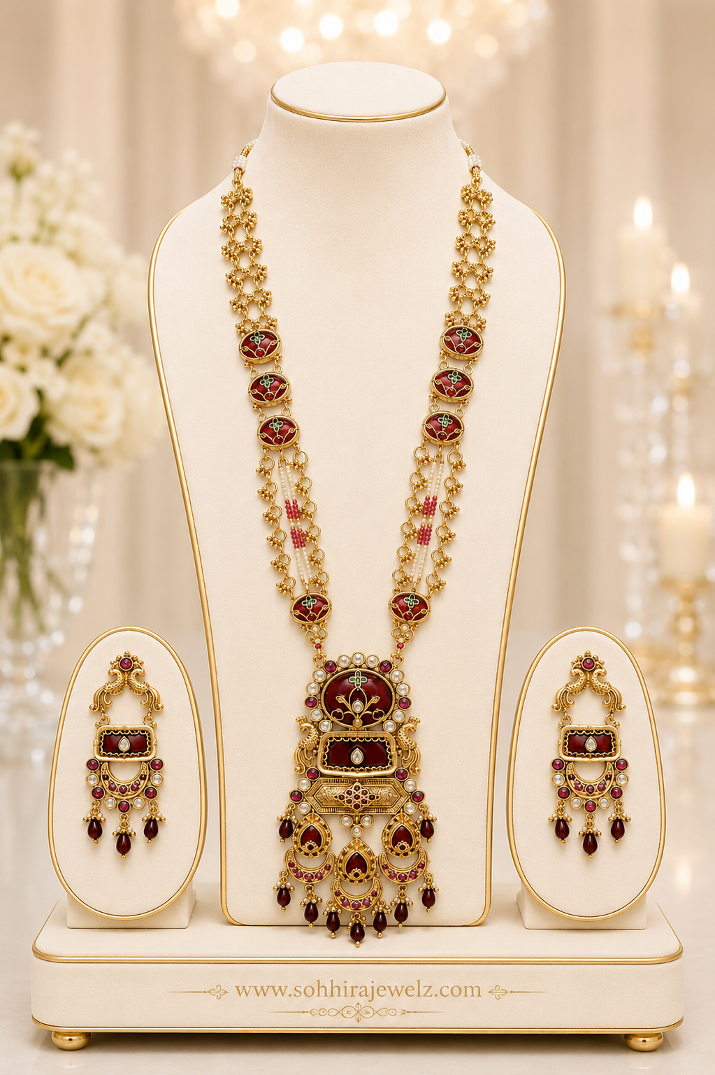 Crimson Throne Meenakari Long Heritage Necklace