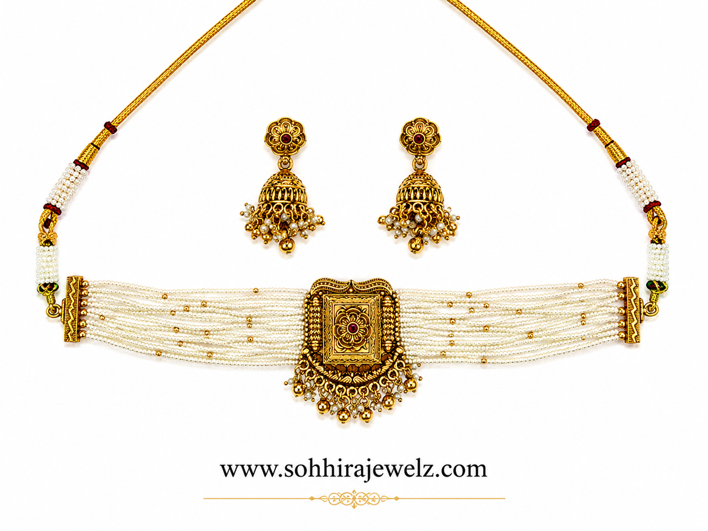 Pearl Mala Antique Gold Choker Set