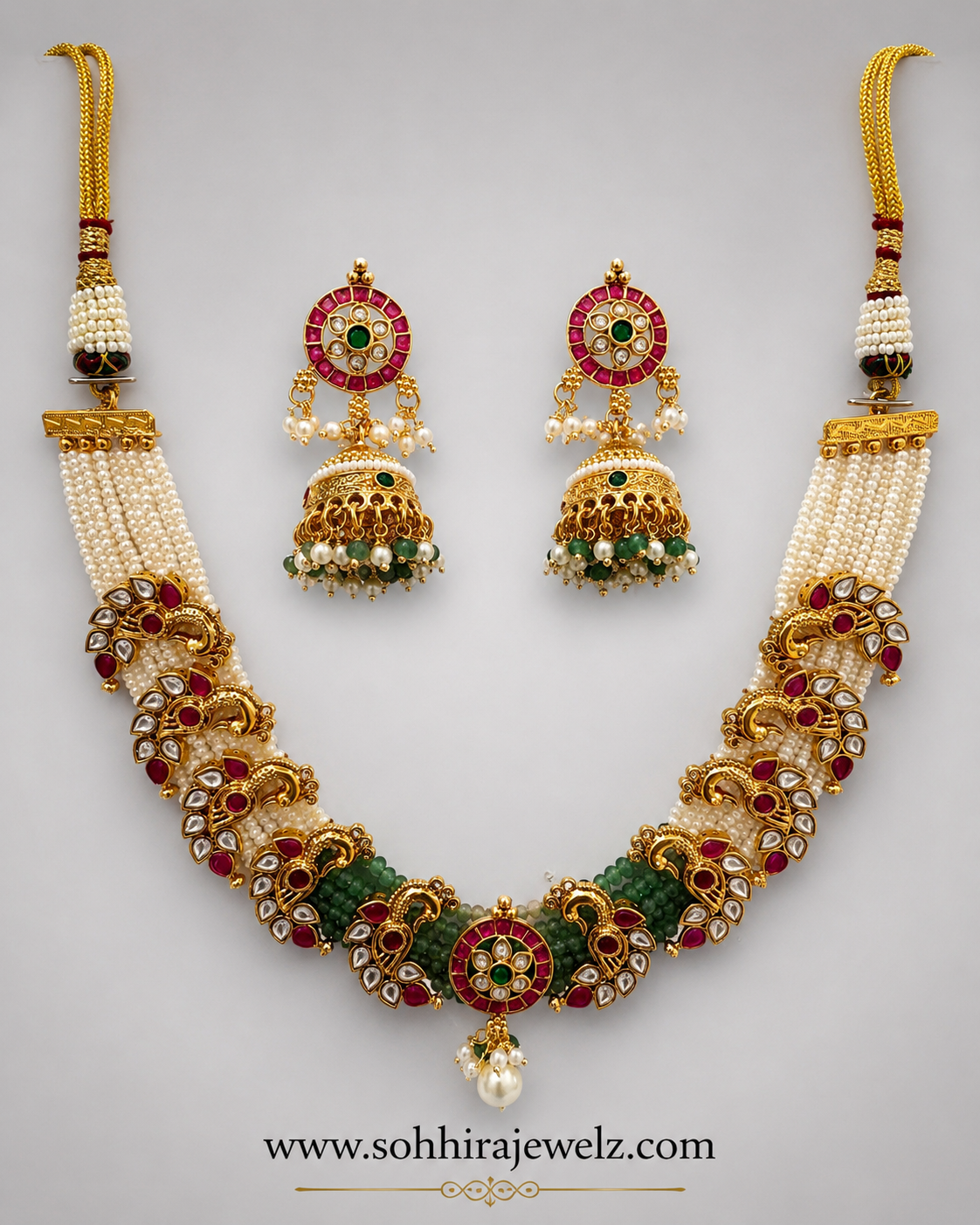 Emerald Peacock Kundan Choker Set