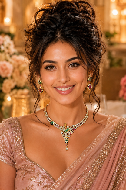 Emerald Peacock Necklace Set