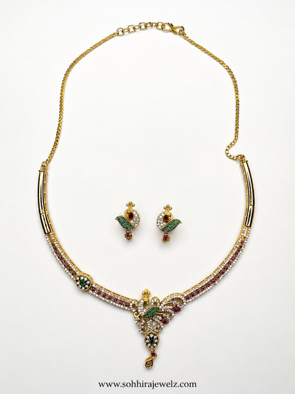 Emerald Peacock Necklace Set
