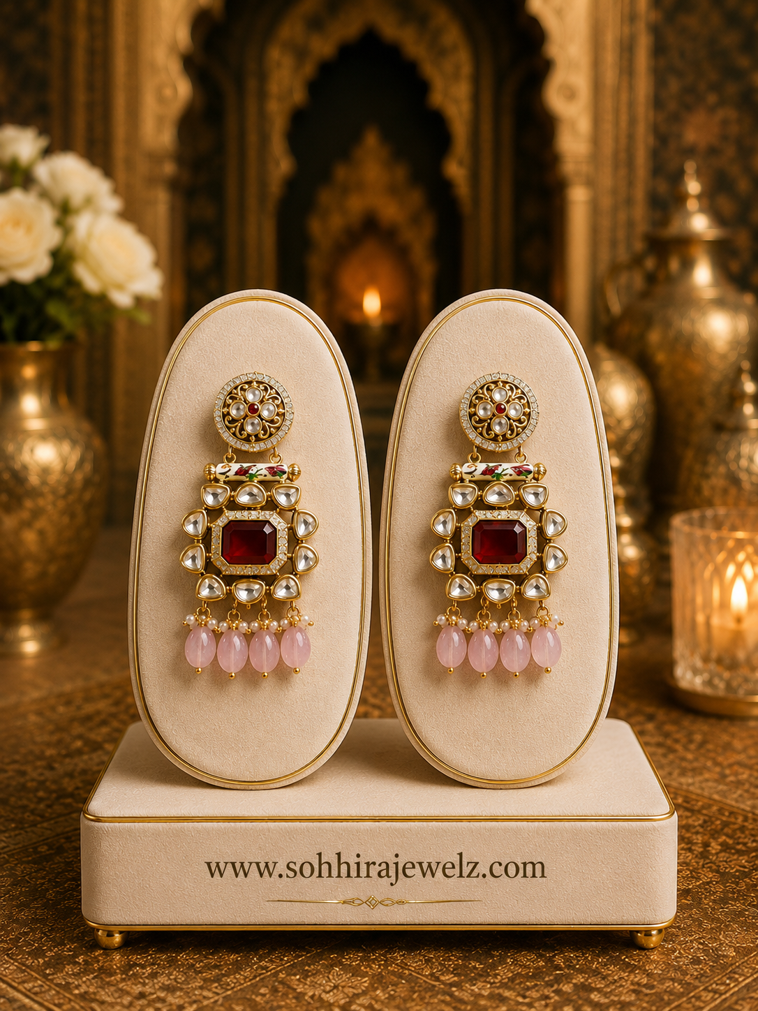 Ruby Polki Kundan Necklace Set