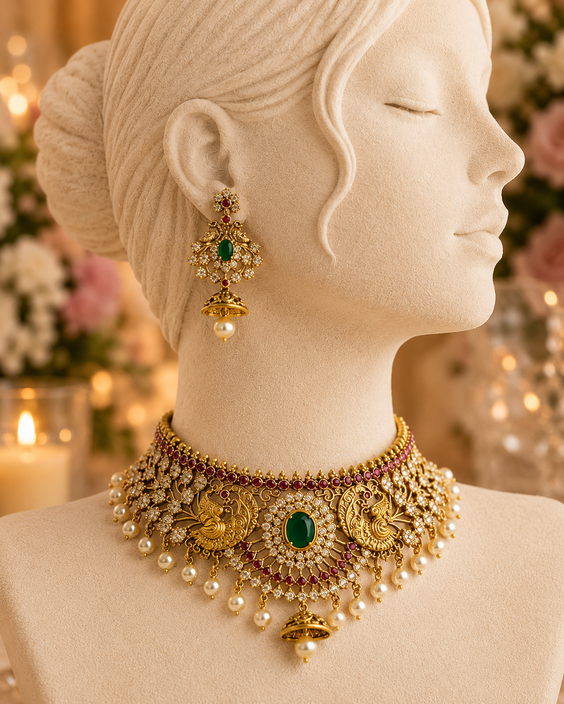 Emerald Peacock Kundan Necklace