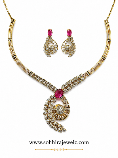 Ruby Swirl Diamond Necklace
