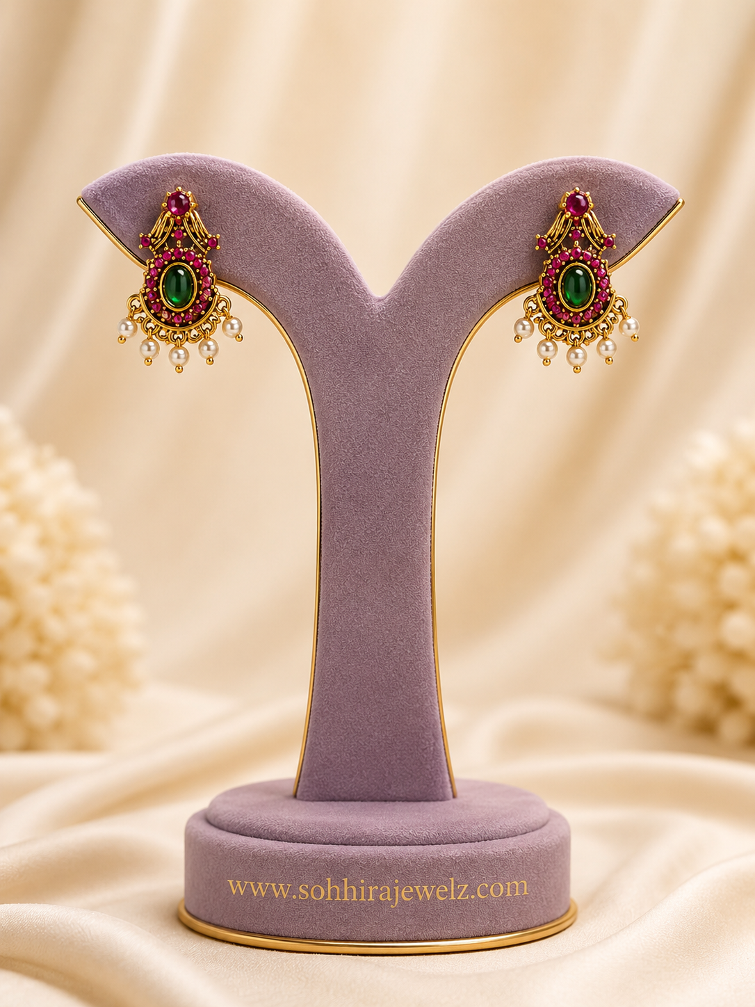 Emerald Ruby Leaf Necklace