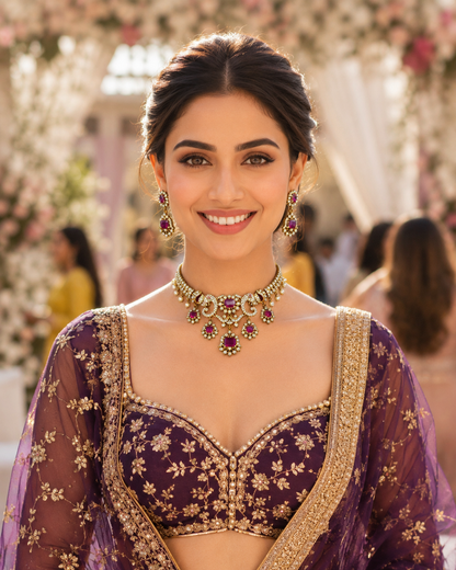Majestic Ruby Pearl Necklace