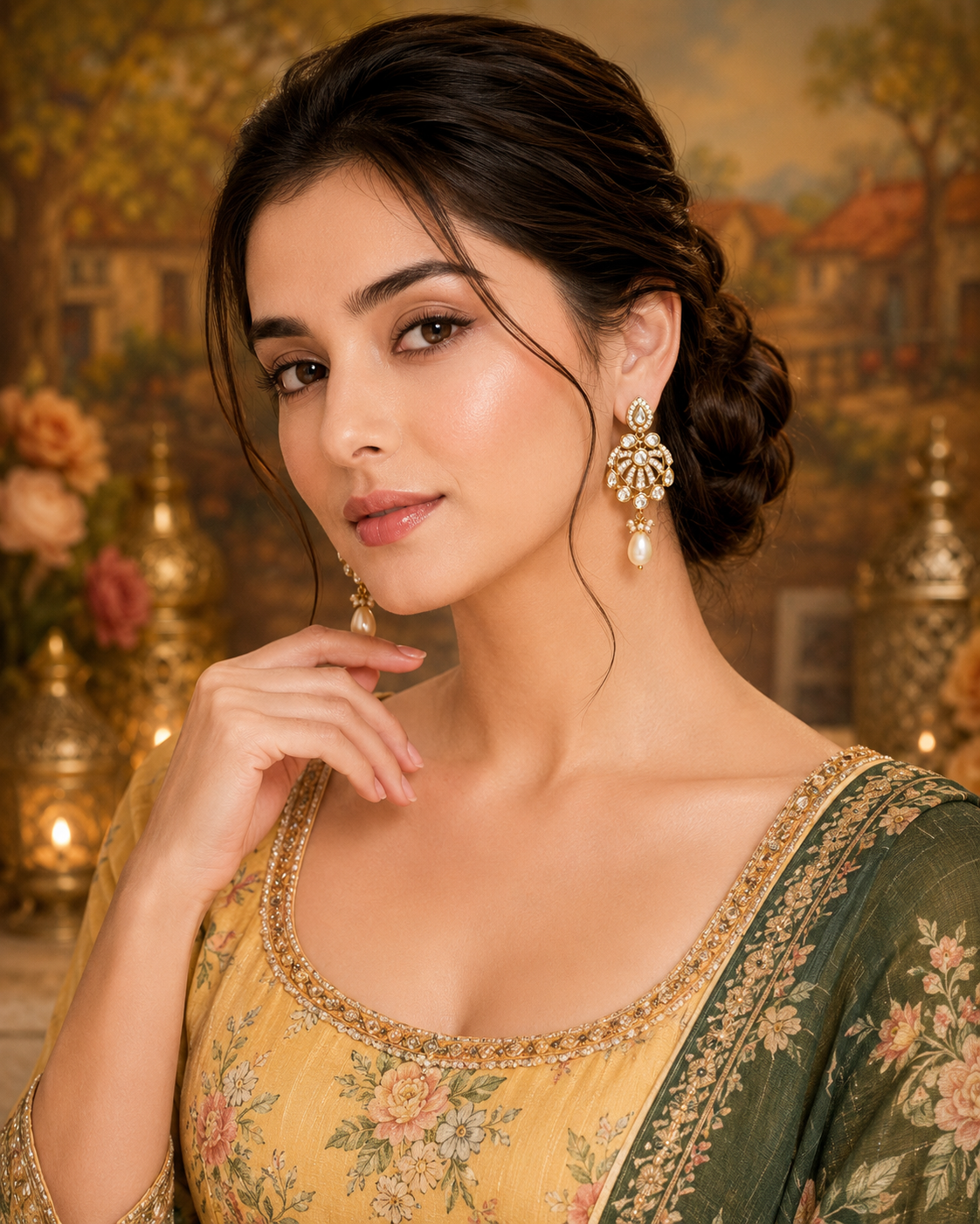 Royal Polki Pearl Drop Earrings