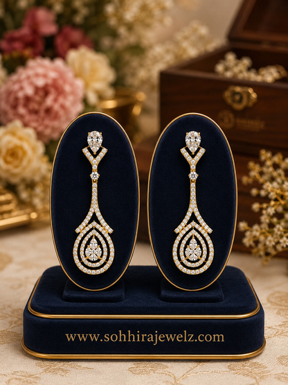 Sohhira AAA Gold Plated Long Drop Earrings