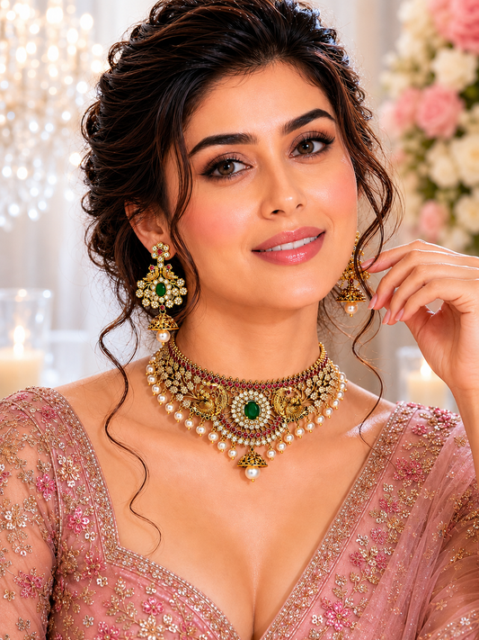 Emerald Peacock Kundan Necklace