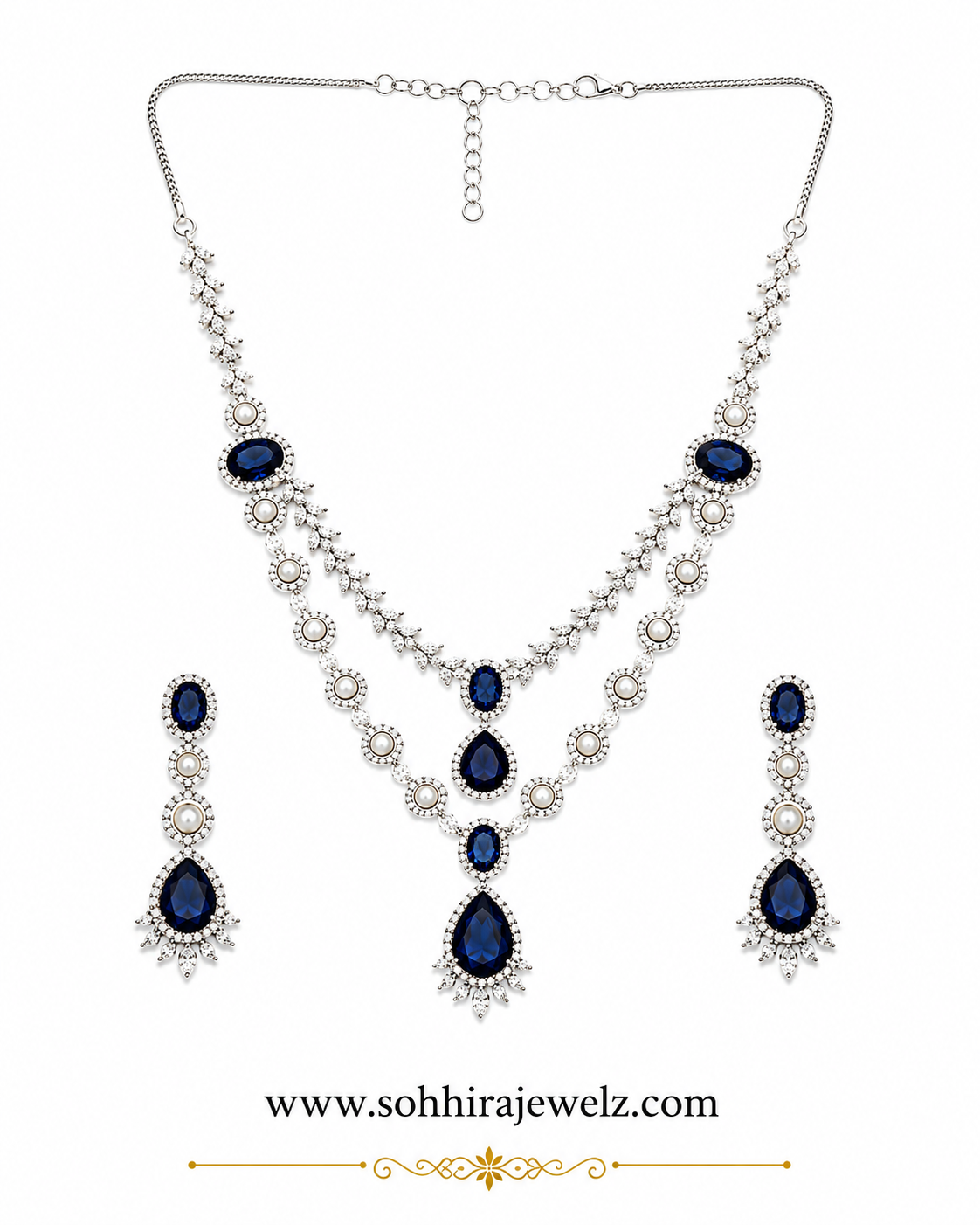 Sapphire Celeste Diamond Necklace Set