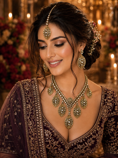 Golden Leaf Polki Necklace
