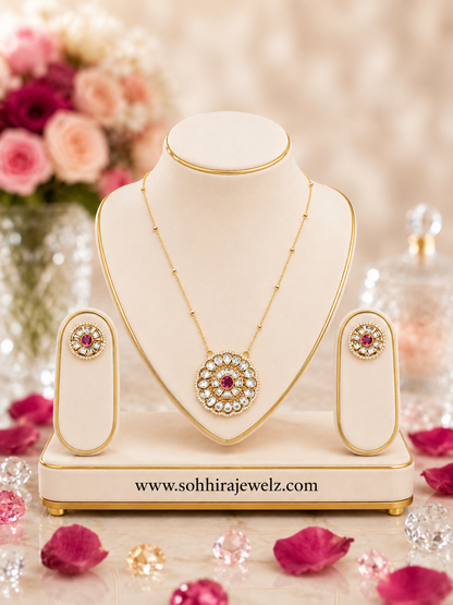 Ruby Rosette Pendant Set