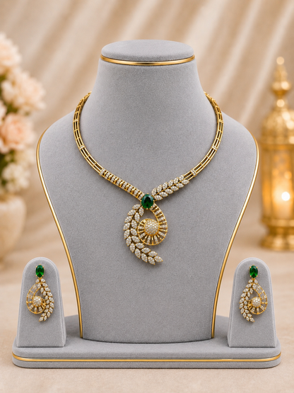 Emerald Swirl Diamond Necklace