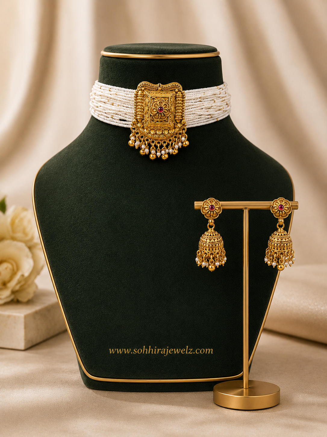Pearl Mala Antique Gold Choker Set