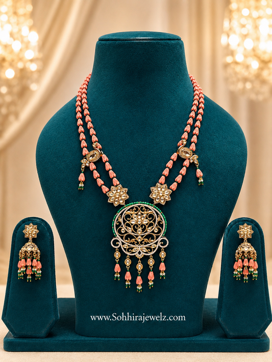 Coral Bloom Kundan Necklace