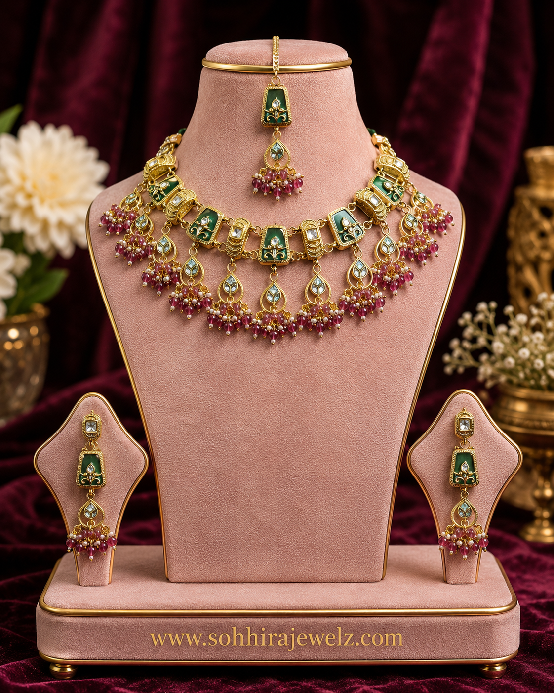 Ruby Emerald Heritage Necklace Set