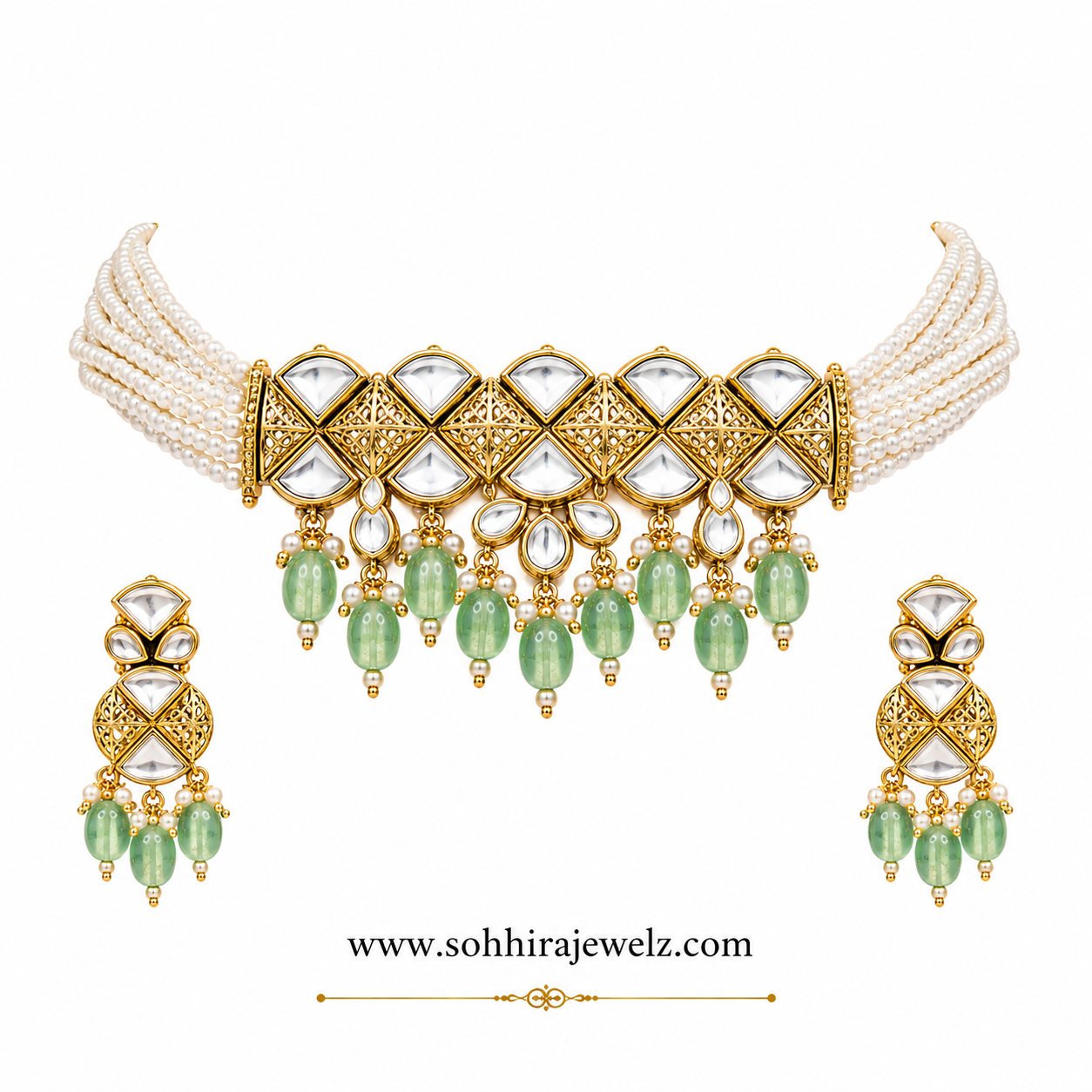 Emerald Mist Kundan Choker Set