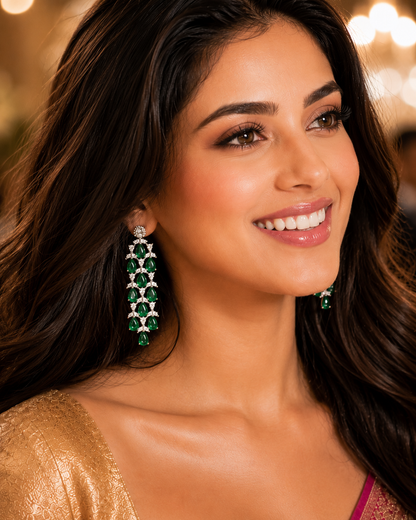 Emerald Crystal Chandelier Drop Earrings