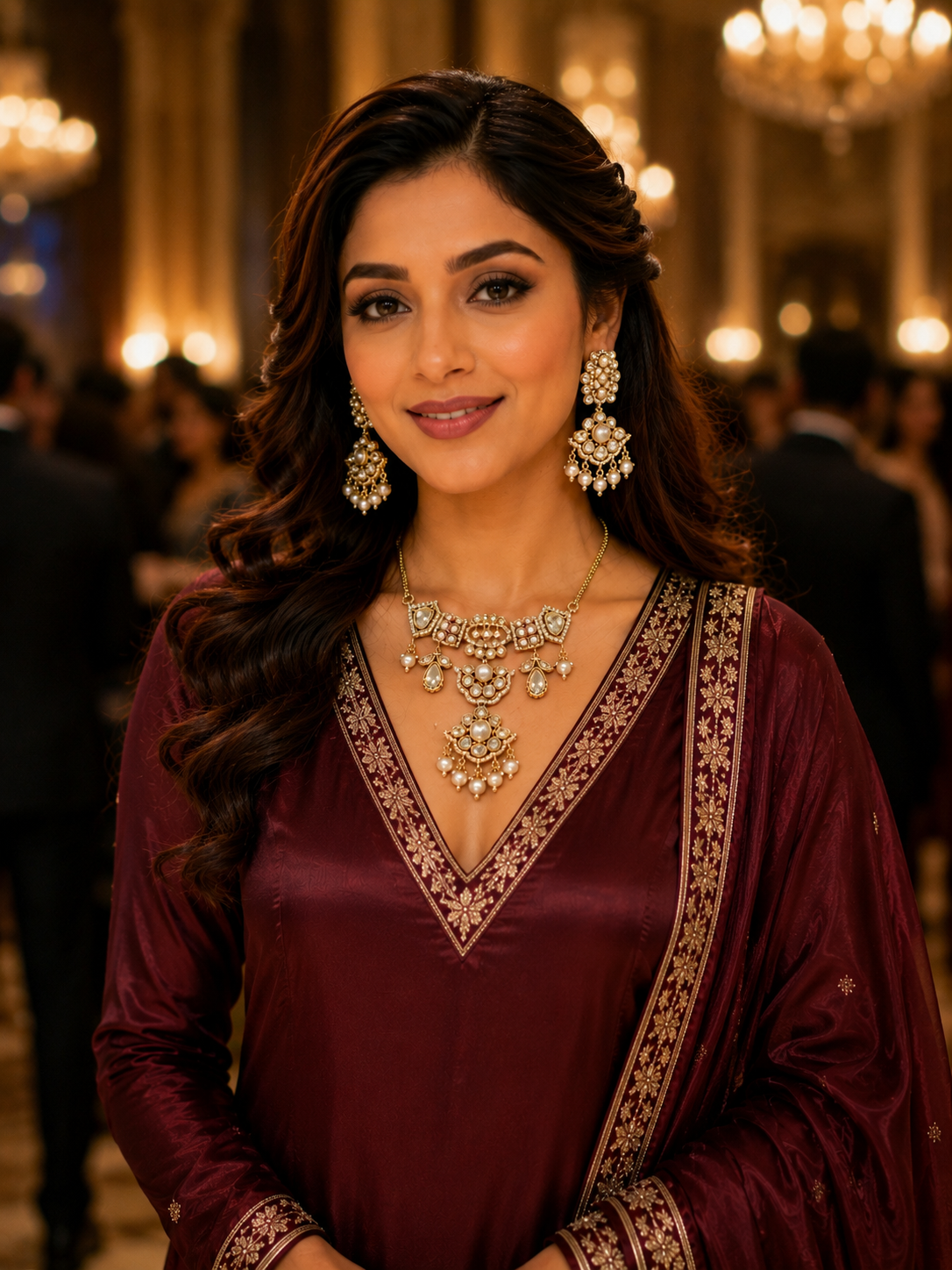 Polki Pearl Pendant & Earring Set