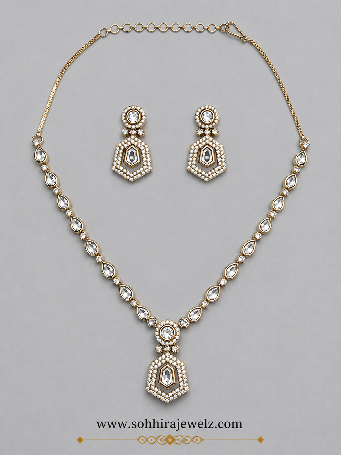 Crystal Hexagon Drop Pendant Set